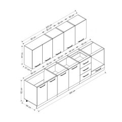 Minar 300 Cm Mutfak Dolabı Beyaz Antrasit 300-A4