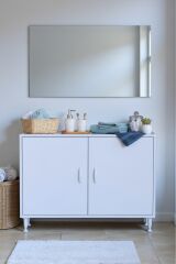 Sabir 95 cm 2 Raflı Beyaz Banyo Mutfak Dolabı 3 Bölmeli Çok Amaçlı Dolap 95x75x32,5 cm Düzenleyici