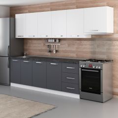 Minar 300 Cm Mutfak Dolabı Beyaz Antrasit 300-A5