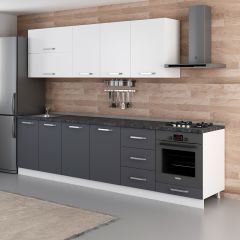 Minar 300 Cm Mutfak Dolabı Beyaz Antrasit 300-A7