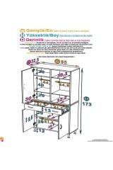 Line Beyaz 95 cm Banyo Dolabı Çok Bölmeli Banyo Düzenleyici Dolap 4 Kapaklı 4 Raflı 95x173x32,5 cm