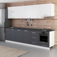 Minar 300 Cm Mutfak Dolabı Beyaz Antrasit 300-A9