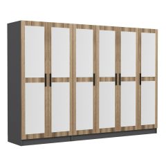 Minar Kale 6 Kapaklı 6 Aynalı 2 Çekmeceli Dolap Antrasit Dore