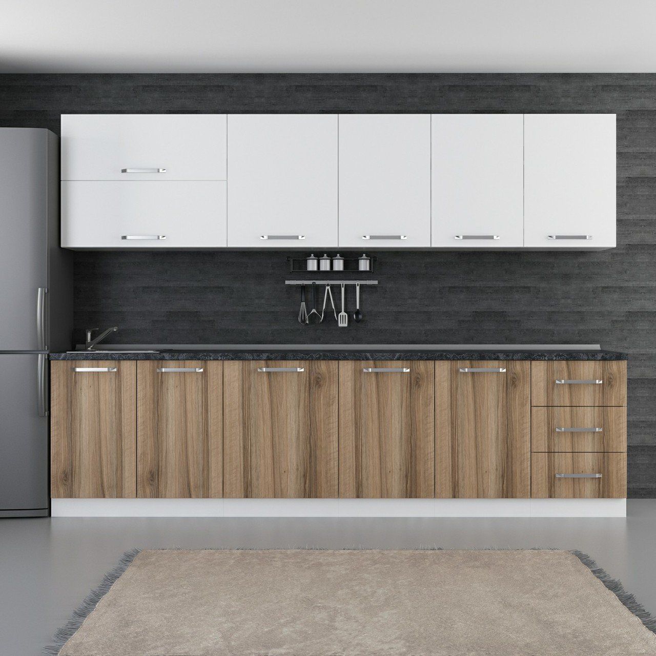 Minar 300 Cm Mutfak Dolabı Beyaz Dore 300-D1