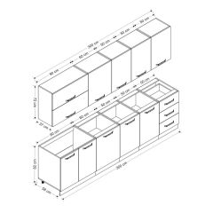 Minar 300 Cm Mutfak Dolabı Beyaz Dore 300-D1