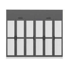 Minar Kale 6 Kapaklı 6 Aynalı 2 Ç Dolap Ve Yüklük Beyaz Antrasit