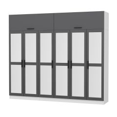 Minar Kale 6 Kapaklı 6 Aynalı 2 Ç Dolap Ve Yüklük Beyaz Antrasit