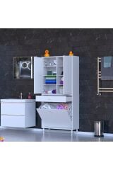 Reli Dolap Beyaz Çok Kullanımlı 75 cm Eninde Banyo Dolabı 75x171x32,5 cm 2 Kapak 6 Raf Dolap