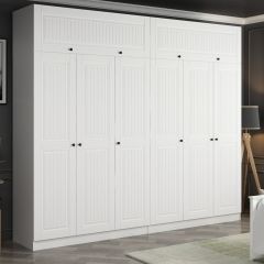 Minar Kale 6 Mebran Kapaklı 4 İç Çekmeceli Dolap Ve Yüklük Beyaz