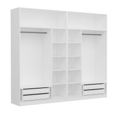 Minar Kale 6 Mebran Kapaklı 4 İç Çekmeceli Dolap Ve Yüklük Beyaz