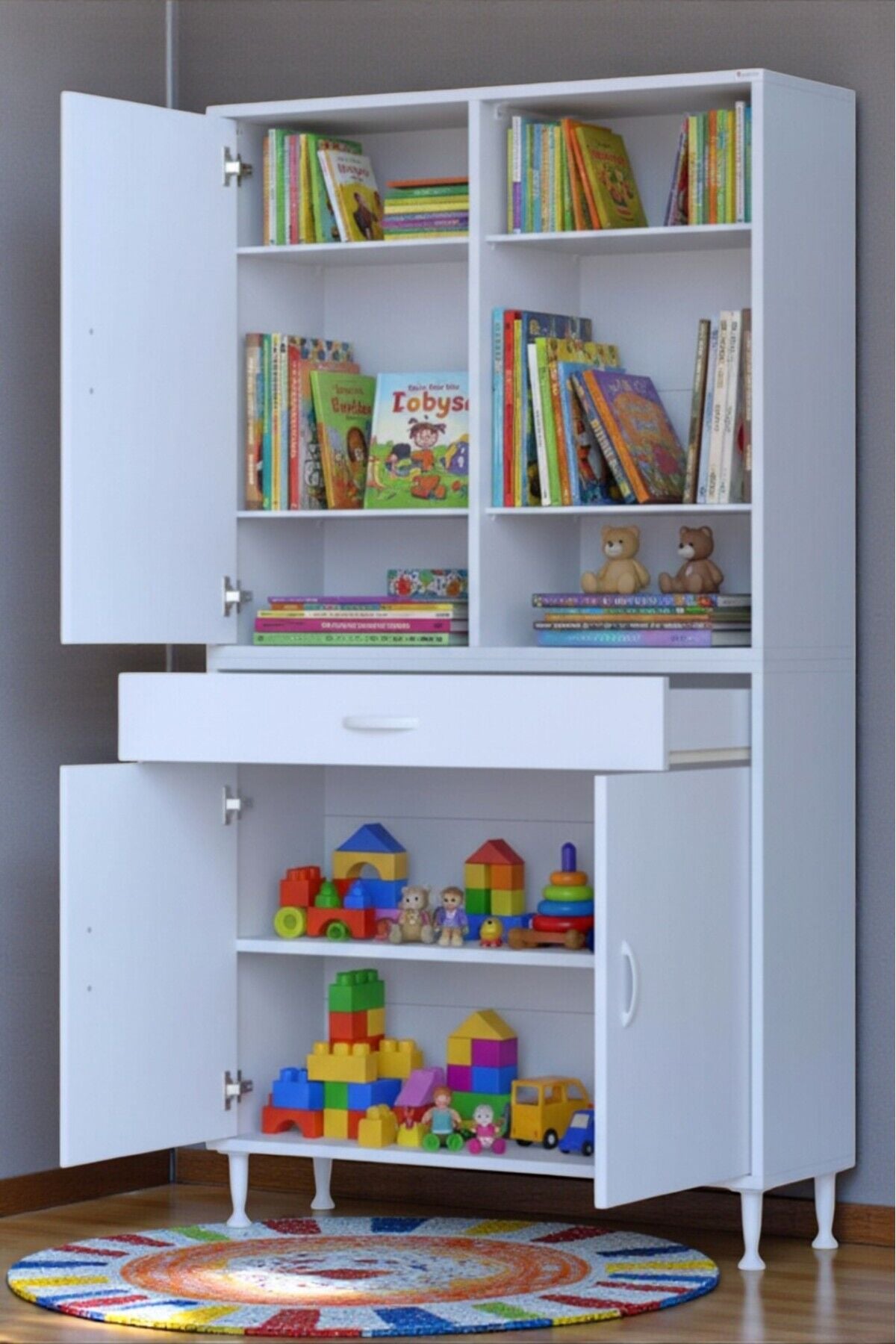 Rivo 4 Raflı Banyo/Mutfak Dolabı 95 cm Beyaz Renkli Çok Amaçlı Dolap 95x173x32,5 cm Ebatlarında