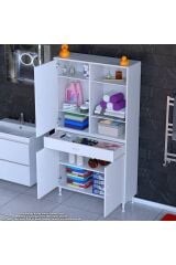 Rivo 4 Raflı Banyo/Mutfak Dolabı 95 cm Beyaz Renkli Çok Amaçlı Dolap 95x173x32,5 cm Ebatlarında