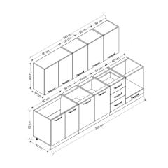 Minar 300 Cm Mutfak Dolabı Beyaz Dore 300-D4