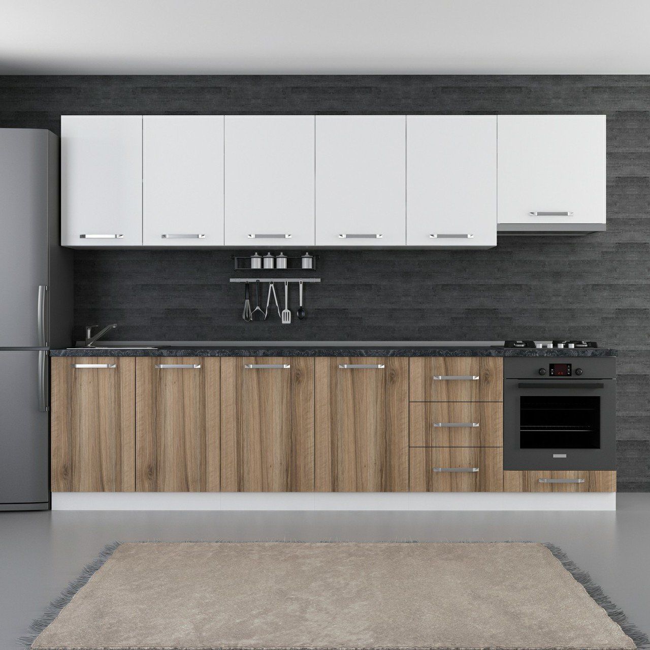 Minar 300 Cm Mutfak Dolabı Beyaz Dore 300-D6