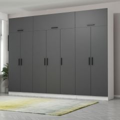 Minar Kale 7 Kapaklı 2 Çekmeceli Dolap Ve Yüklük Beyaz Antrasit