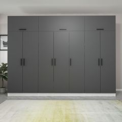 Minar Kale 7 Kapaklı 2 Çekmeceli Dolap Ve Yüklük Beyaz Antrasit