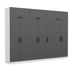 Minar Kale 7 Kapaklı 2 Çekmeceli Dolap Ve Yüklük Beyaz Antrasit