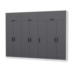 Minar Kale 7 Kapaklı 2 Çekmeceli Dolap Ve Yüklük Beyaz Antrasit