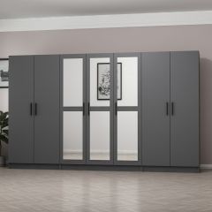 Minar Kale 7 Kapaklı 3 Aynalı 2 Çekmeceli Dolap Antrasit