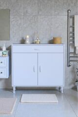 Taha 100 cm 3 Bölmeli Beyaz Çok Amaçlı Dolap 2 Raflı Banyo Mutfak Dolabı 100x88x32,5 cm Düzenleyici