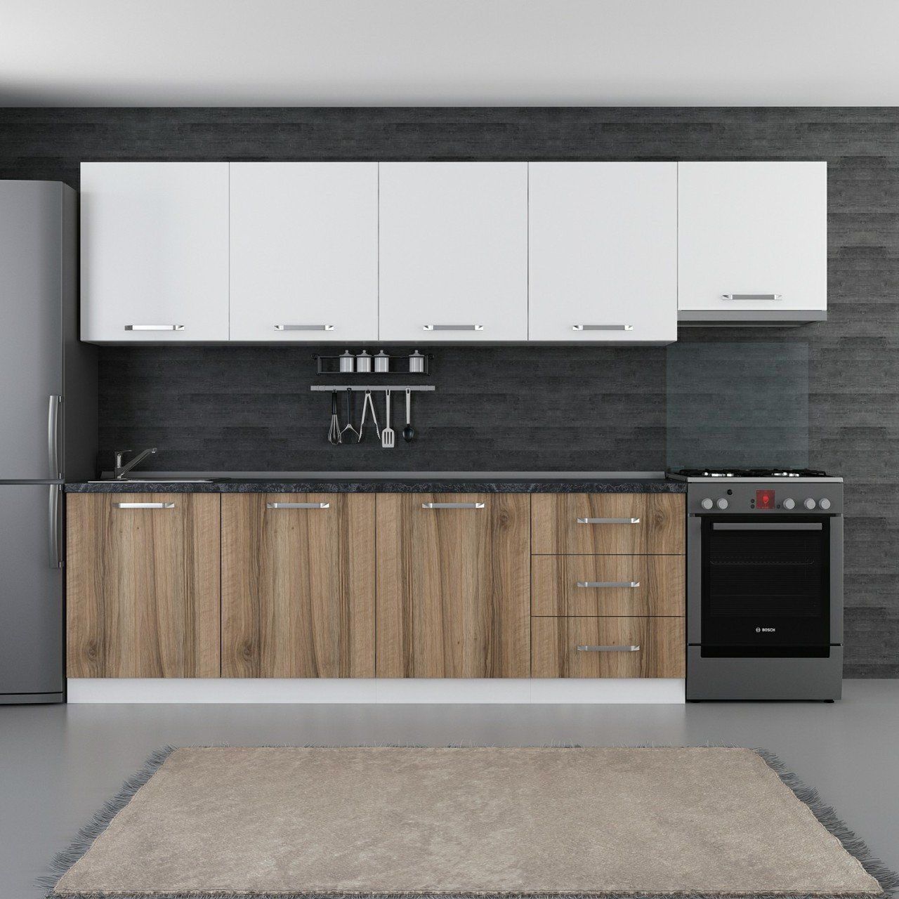 Minar 300 Cm Mutfak Dolabı Beyaz Dore 300-D11