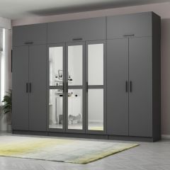 Minar Kale 7 Kapaklı 3 Aynalı 2 Ç Dolap Ve Yüklük Antrasit