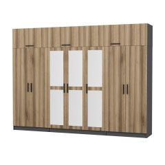 Minar Kale 7 Kapaklı 3 Aynalı 2 Ç Dolap Ve Yüklük Antrasit Dore