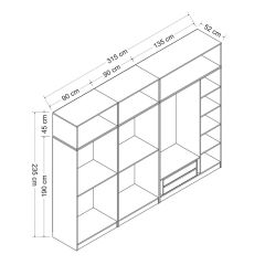 Minar Kale 7 Kapaklı 3 Aynalı 2 Ç Dolap Ve Yüklük Antrasit Dore