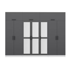 Minar Kale 7 Kapaklı 3 Aynalı 2 Ç Dolap Ve Yüklük Beyaz Antrasit