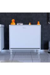 Sare 85 cm Beyaz Sepetli Banyo Dolabı,Mutfak Dolabı 85x75x32,5 cm Oyuncak Sepeti Çok Amaçlı Dolap