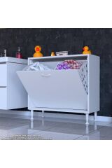 Sare 85 cm Beyaz Sepetli Banyo Dolabı,Mutfak Dolabı 85x75x32,5 cm Oyuncak Sepeti Çok Amaçlı Dolap