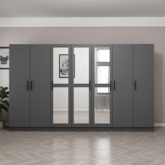 Minar Kale 7 Kapaklı 3 Aynalı 4 Çekmeceli Dolap Antrasit