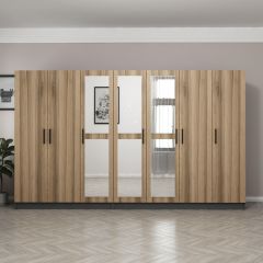 Minar Kale 7 Kapaklı 3 Aynalı 4 Çekmeceli Dolap Antrasit Dore