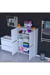 Nuve Geniş Depolama Alanlı Dolap 90 cm Banyo/Mutfak Çok Fonksiyonlu 90x138x32,5 cm Saklama Dolabı