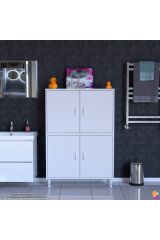 Nuve Geniş Depolama Alanlı Dolap 90 cm Banyo/Mutfak Çok Fonksiyonlu 90x138x32,5 cm Saklama Dolabı