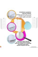Luma Kapaklı & Çekmeceli Banyo Dolabı 90 cm Genişlikte Beyaz Dolap 90x173x32,5 cm Depolama Dolabı