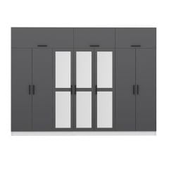 Minar Kale 7 Kapaklı 3 Aynalı 4 Ç Dolap Ve Yüklük Beyaz Antrasit