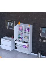 Liora Beyaz Çok Amaçlı Banyo Dolabı 75 cm Genişliğe Sahip 75x171x32,5 cm Çift Sepetli 2 Raflı Dolap