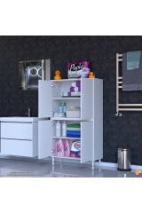 Nuve Geniş Depolama Alanlı Dolap 75 cm Banyo/Mutfak Çok Fonksiyonlu 75x138x32,5 cm Saklama Dolabı