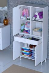Vellum Beyaz Dolap 75x173x32,5 cm Ebatlarında Çok Fonksiyonlu 75 cm Genişlikte Banyo Dolabı