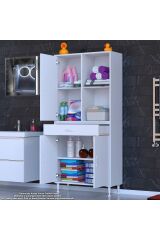 Vellum Beyaz Dolap 75x173x32,5 cm Ebatlarında Çok Fonksiyonlu 75 cm Genişlikte Banyo Dolabı