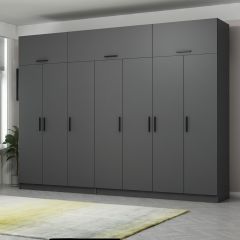 Minar Kale 7 Kapaklı 4 Çekmeceli Dolap Ve Yüklük Antrasit