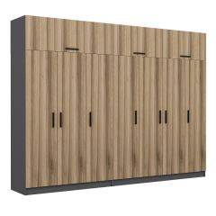 Minar Kale 7 Kapaklı 4 Çekmeceli Dolap Ve Yüklük Antrasit Dore