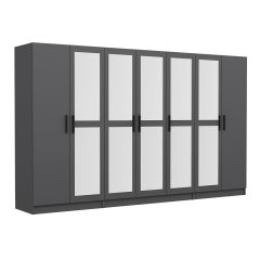 Minar Kale 7 Kapaklı 5 Aynalı 2 Çekmeceli Dolap Antrasit