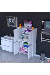 Nuve Geniş Depolama Alanlı Dolap 80 cm Banyo/Mutfak Çok Fonksiyonlu 80x138x32,5 cm Saklama Dolabı