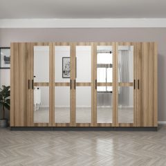 Minar Kale 7 Kapaklı 5 Aynalı 2 Çekmeceli Dolap Antrasit Dore