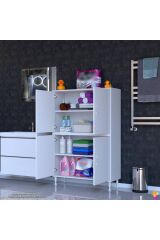 Nuve Geniş Depolama Alanlı Dolap 100 cm Banyo/Mutfak Çok Fonksiyonlu 100x138x32,5 cm Saklama Dolabı