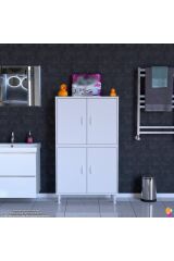Nuve Geniş Depolama Alanlı Dolap 85 cm Banyo/Mutfak Çok Fonksiyonlu 85x138x32,5 cm Saklama Dolabı