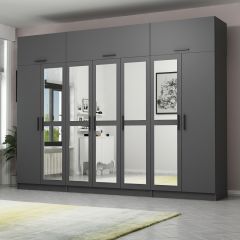 Minar Kale 7 Kapaklı 5 Aynalı 2 Ç Dolap Ve Yüklük Antrasit