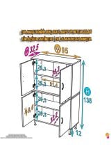 Nuve Geniş Depolama Alanlı Dolap 95 cm Banyo/Mutfak Çok Fonksiyonlu 95x138x32,5 cm Saklama Dolabı